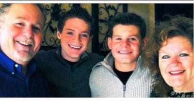 Sean Berdy with his parents and younger brother Tyler