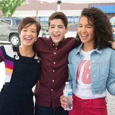 Sofia Wylie with her Andy Mack co-stars Peyton Lee and Joshua Rush